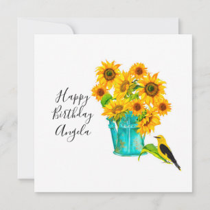 Tarjeta Country Sunflowers Bouquet Birday