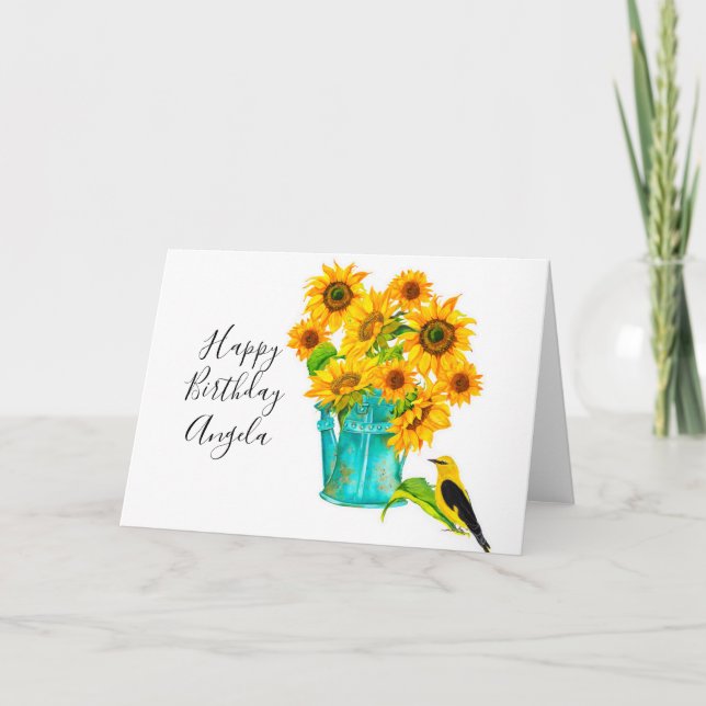 Tarjeta Country Sunflowers Bouquet Birday (Anverso)