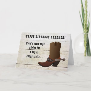 Tarjeta Country Western Cowboy Boot Fun Añadir nombre cump