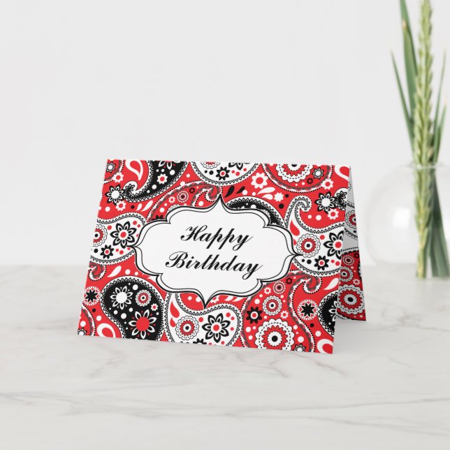 Tarjeta Country Western Paisley Feliz cumpleaños (Anverso)