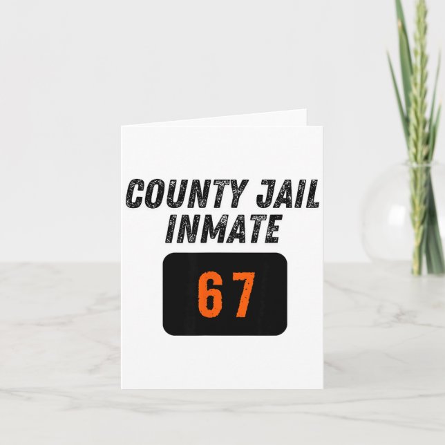 Tarjeta County Jail Prison Inmate 67 Halloween Funny Mens  (Anverso)