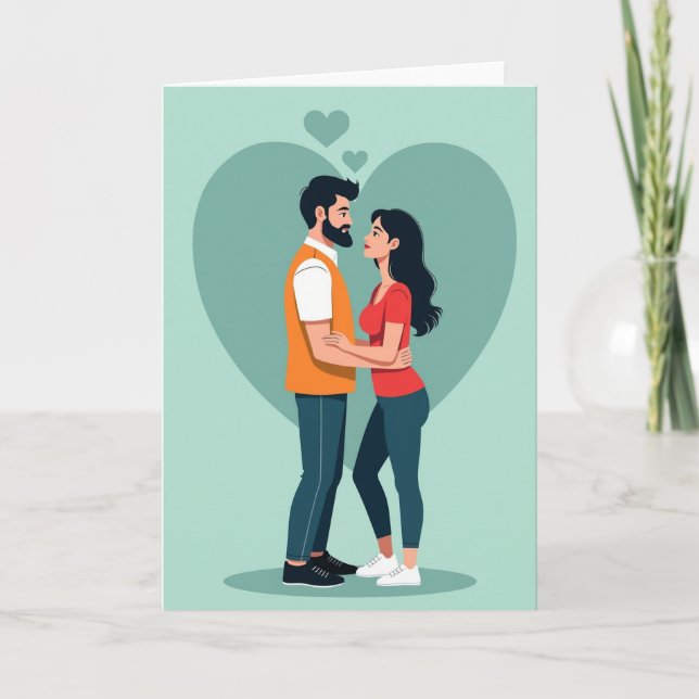 Tarjeta Couple Hearts Love Card (Anverso)