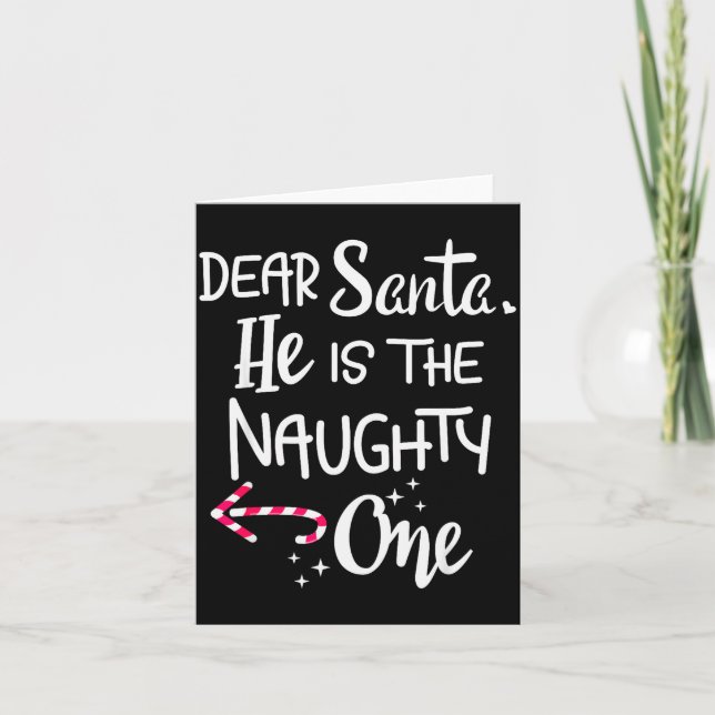 Tarjeta Couples Christmas Santa He Is The Naughty One Funn (Anverso)
