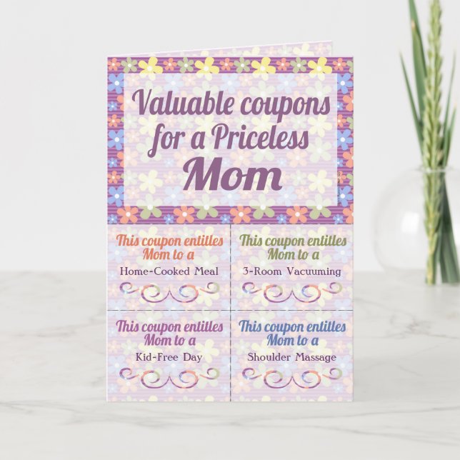 Tarjeta Coupons personalizados del Día de la Madre (Anverso)