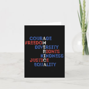 Tarjeta Courage Freedom Diversity Equality Justice Retro U