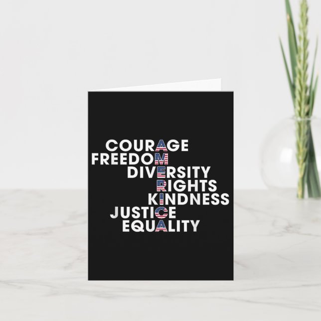 Tarjeta Courage Freedom Diversity Rights Kindness Justice (Anverso)