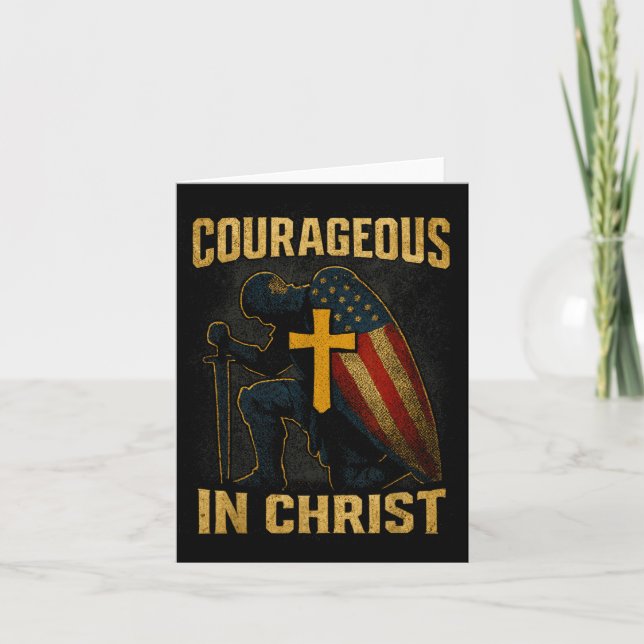 Tarjeta Courageous In Christ Knight Cross Patriotic Usa Fl (Anverso)