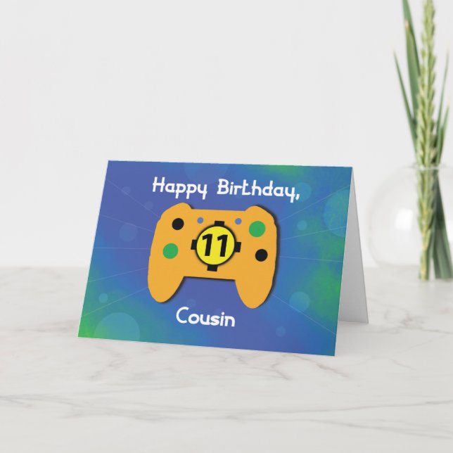 Tarjeta Cousin Boy Gamer controlador de juegos de cumpleañ (Anverso)