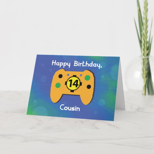 Tarjeta Cousin Boy Gamer de 14 años (Anverso)