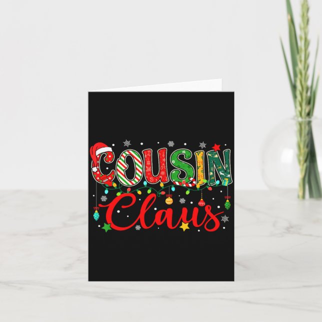 Tarjeta Cousin Claus Christmas Lights Pajama Family Matchi (Anverso)