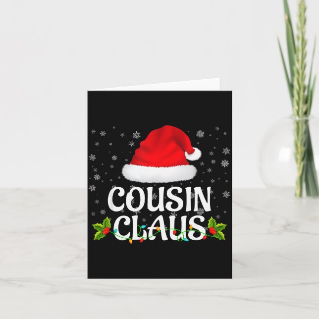 Tarjeta Cousin Claus Christmas Lights Santa Pajama Family  (Anverso)