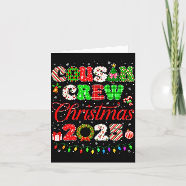 Tarjeta Cousin Crew Christmas 2025 Pjs Pajamas Xmas Family (Anverso)