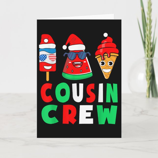 Tarjeta Cousin Crew Christmas In July Squad Pajamas Matchi (Anverso)
