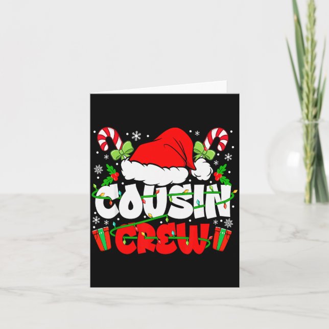 Tarjeta Cousin Crew Christmas Santa Hat Lights Xmas Men Bo (Anverso)