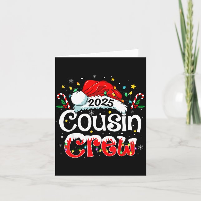 Tarjeta Cousin Crew Christmas Xmas Lights Family Matching  (Anverso)