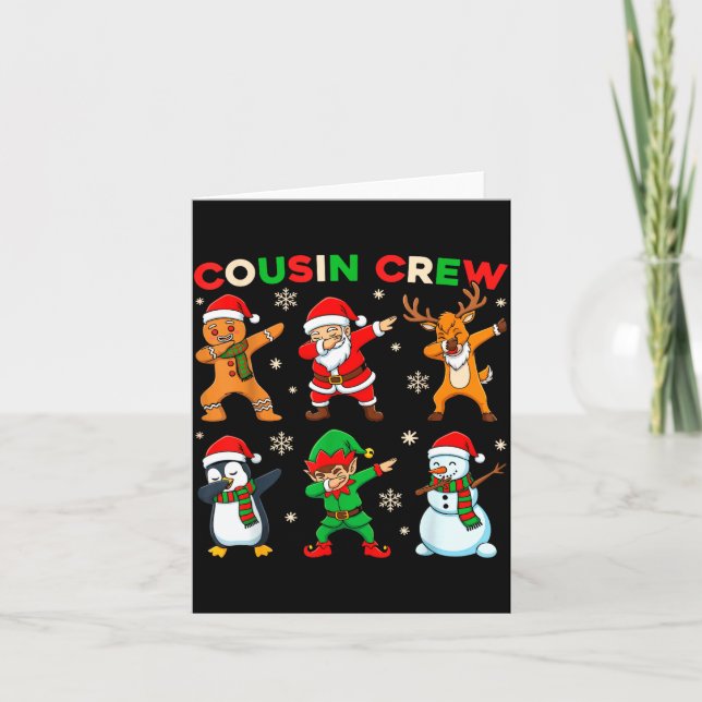 Tarjeta Cousin Crew Dabbing Santa Elf Friends Christmas Fu (Anverso)