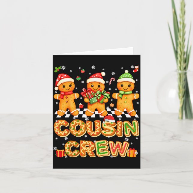 Tarjeta Cousin Crew Gingerbread Pjs Pajamas Christmas Xmas (Anverso)