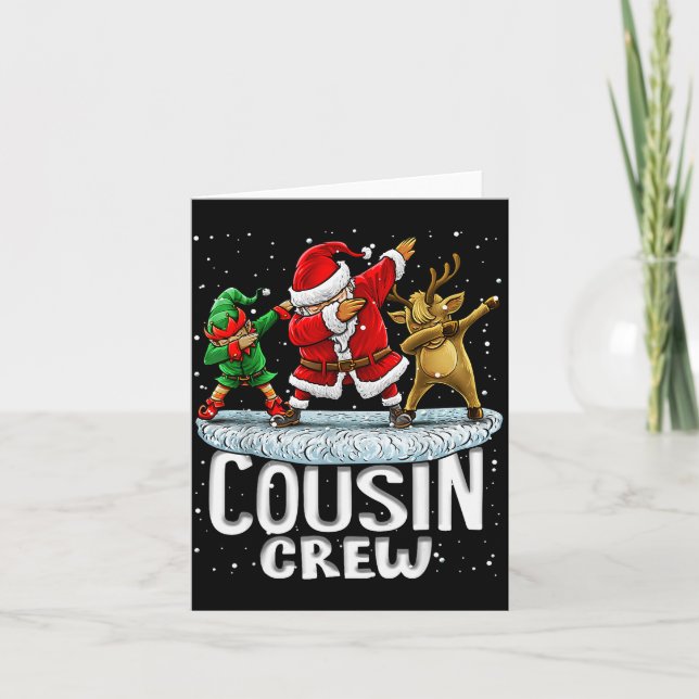 Tarjeta Cousin Crew Santa Elf Dabbing Matching Family Chri (Anverso)