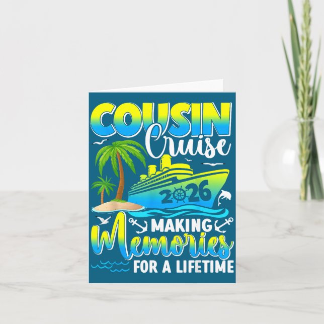 Tarjeta Cousin Cruise 2026 Summer Vacation Beach Family Tr (Anverso)