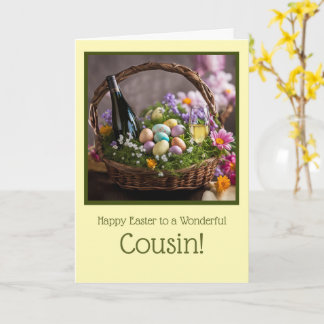 Tarjeta Cousin Happy Easter Humorous with Wine