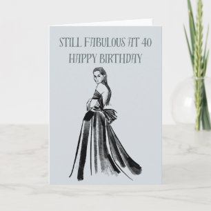 Tarjeta Couture Fashion stil Fabulous at 40, Birthday Card