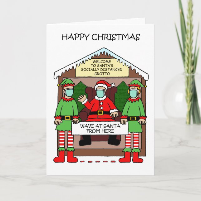 Tarjeta Covid 19 Christmas Cartoon Santa's Grotto (Anverso)