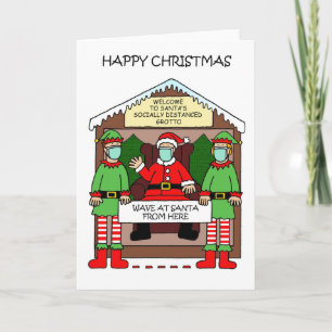 Tarjeta Covid 19 Christmas Cartoon Santa's Grotto