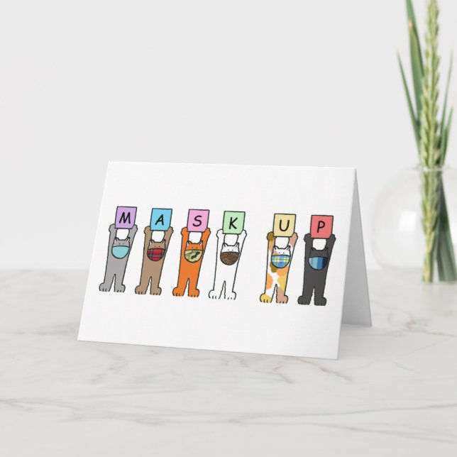 Tarjeta Covid 19 gatos Personalizados con máscaras faciale (Anverso)