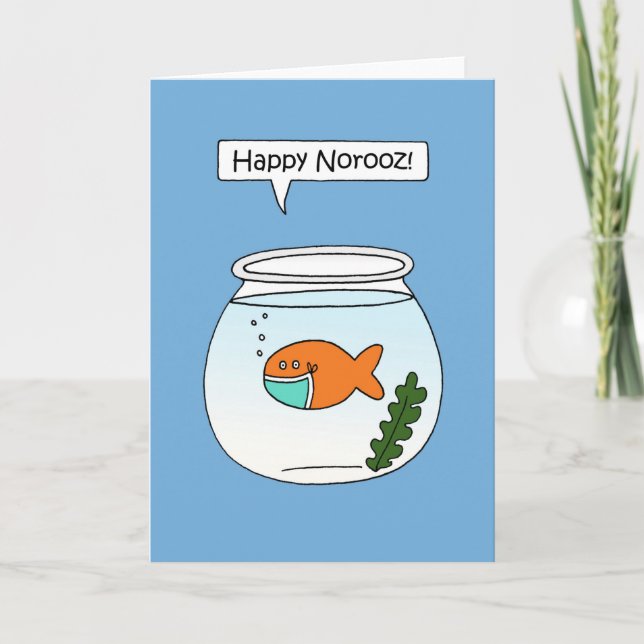 Tarjeta Covid 19 Happy Norooz Goldfish Humor (Anverso)