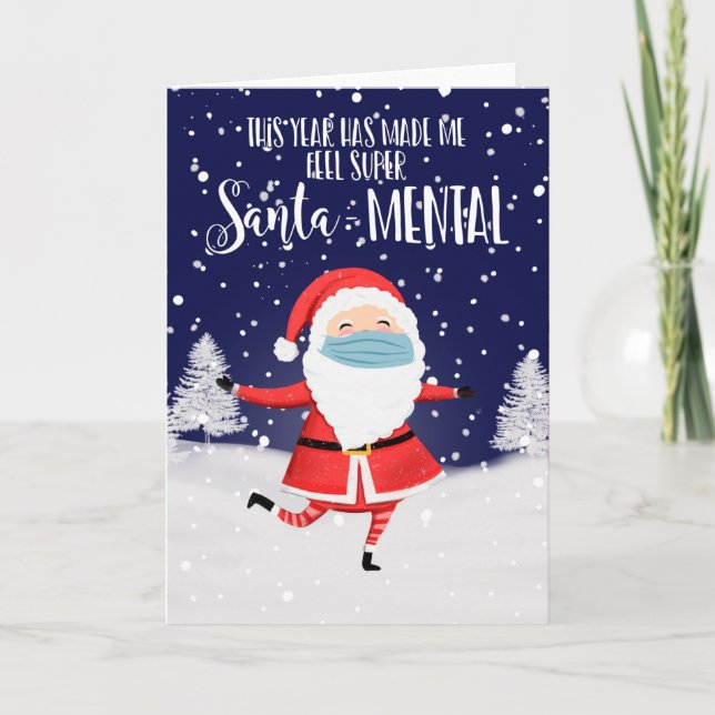 Tarjeta Covid-19 máscara facial Santa extra sentimental (Anverso)