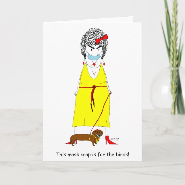 Tarjeta COVID Crabby Old Lady with Mask (Anverso)