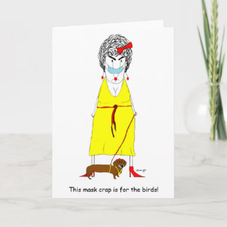 Tarjeta COVID Crabby Old Lady with Mask