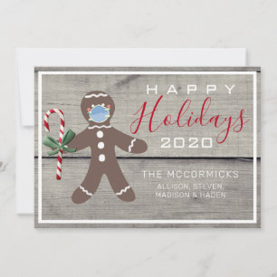 Tarjeta Covid Gingerbread Man Face Mask Navidades 2020
