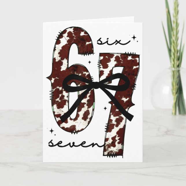 Tarjeta Cow Print Six Seven Western 67 Six Seven Coquette  (Anverso)