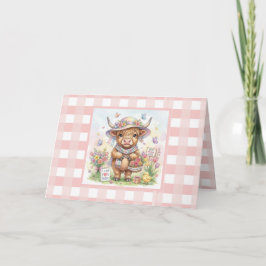Tarjeta Cow Rosa a Cuadros Personalizado para el Día de la