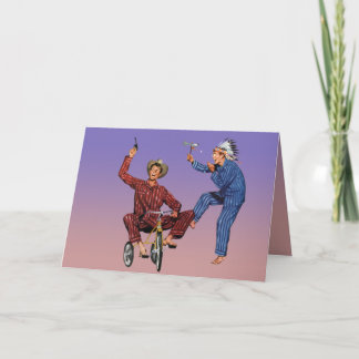 Tarjeta Cowboy adulto e indio [tarjeta de saludo graciosa]