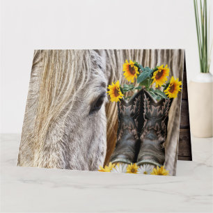 Tarjeta Cowboy Boots Sunflowers Daisies