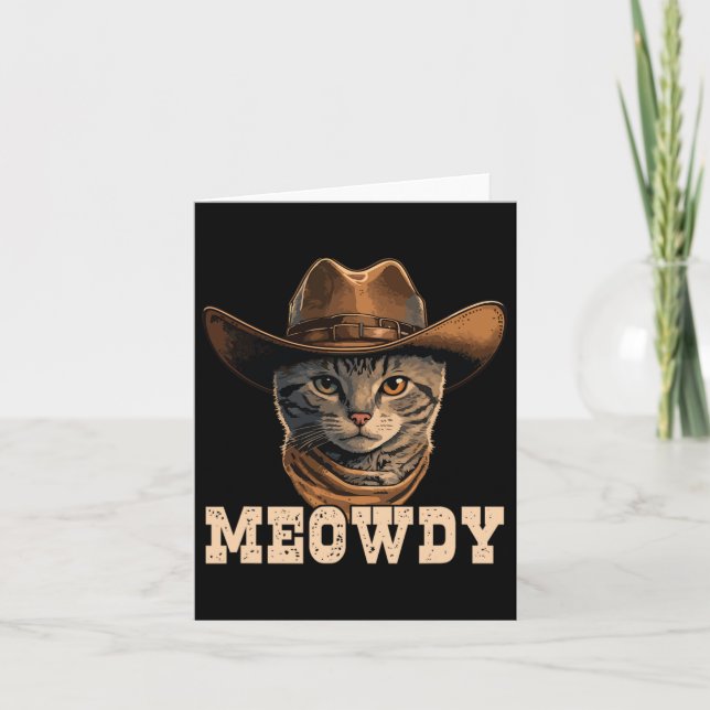 Tarjeta Cowboy Cat Meowdy 1 (Anverso)