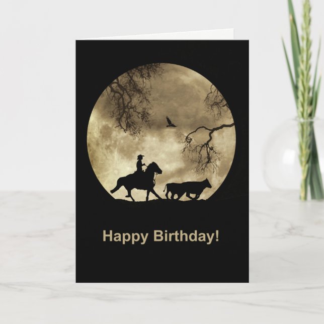 Tarjeta Cowboy Country Western Happy Birday (Anverso)