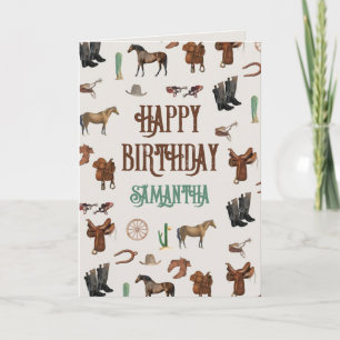 Tarjeta Cowboy Cowgirl Western Rodeo Country Birday