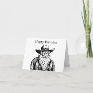 Tarjeta Cowboy feliz cumpleaños con chaqueta de cuero