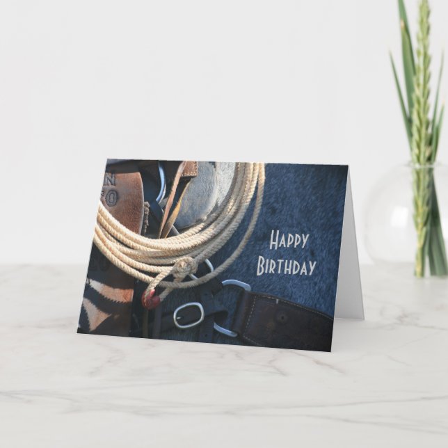 Tarjeta Cowboy feliz cumpleaños / PERSONALIZADO Cowgirl (Anverso)