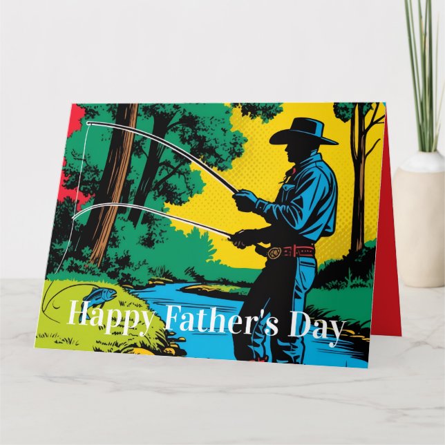 Tarjeta Cowboy Fisherman on Riverbank (Anverso)