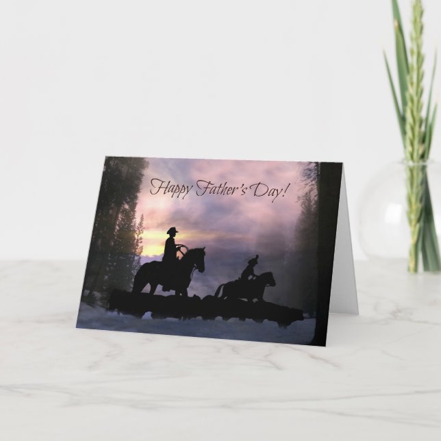 Tarjeta Cowboy Happy Padre's Day Card con Little Cowboy (Anverso)