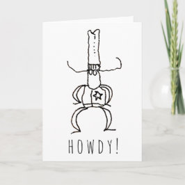 Tarjeta Cowboy Howdy Cartoon Drawing Doodle Greeting Card
