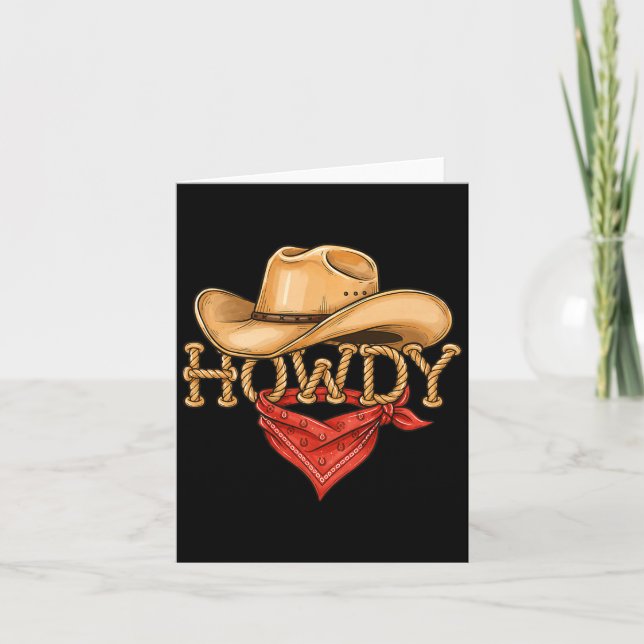 Tarjeta Cowboy Howdy Rope Hat Bandana Western Rodeo Design (Anverso)