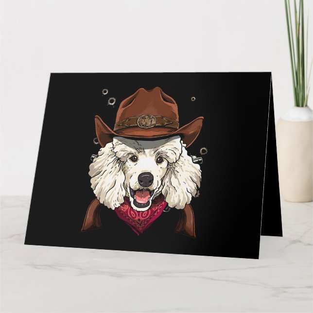 Tarjeta Cowboy Poodle Western Rodeo Cowboy Gorra y Bandana (Anverso)