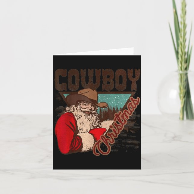 Tarjeta Cowboy Santa Claus Merry Christmas Western Country (Anverso)