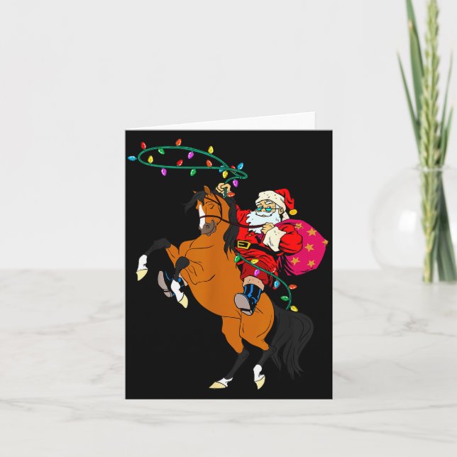 Tarjeta Cowboy Santa Claus Riding A Horse Christmas Cowboy (Anverso)