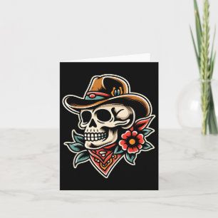 Tarjeta Cowboy Skull Artista Tradicional De Tatuajes Cráne